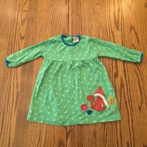 Frugi Organic fall leaves fox dress woodland animal 18-24 European Sustainable
